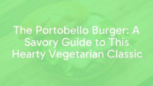 A juicy portobello mushroom burger on a toasted bun with melted cheese, fresh greens, and sauce, top-down view, appetizing, vibrant, photorealistic.