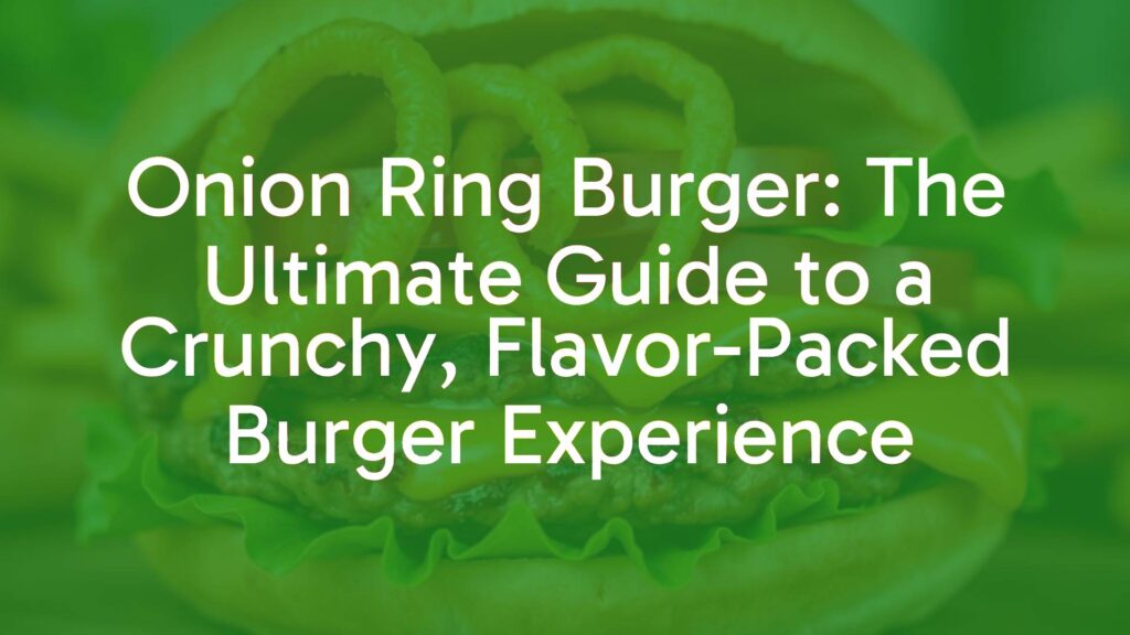 A juicy beef burger topped with crispy golden onion rings, melted cheese, lettuce, and tomato on a soft bun, close-up shot, vibrant colors, realistic food photography style.