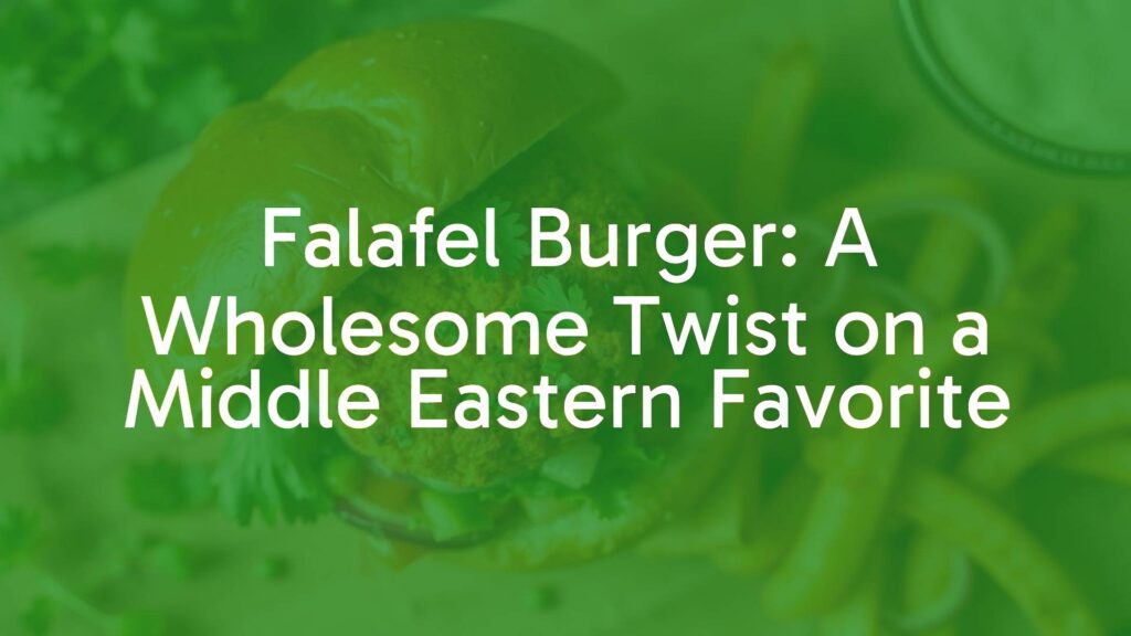 Delicious falafel burger with a crispy chickpea patty, fresh herbs, and colorful toppings, served on a soft bun, vibrant and appetizing, overhead view.