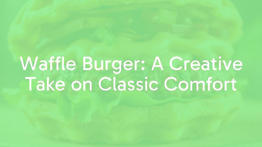A delicious waffle burger with a juicy patty, crispy waffle buns, and toppings, close-up, food photography style.