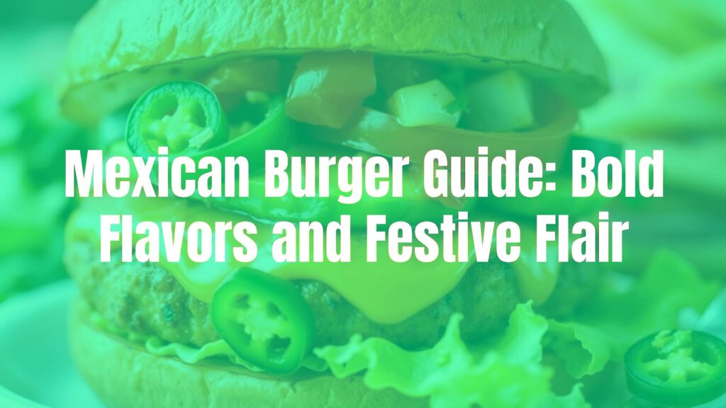 A vibrant Mexican burger with a seasoned patty, fresh salsa, creamy avocado, and jalapeños, colorful presentation, festive and bold flavors, hyperrealistic.