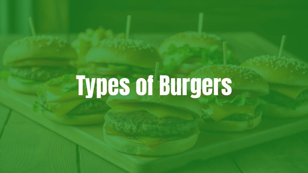 Assorted burgers on a wooden table, juicy patties, fresh ingredients, warm lighting, realistic.