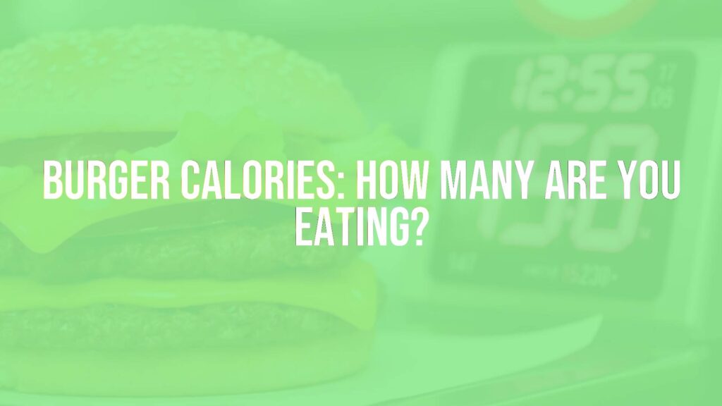 Juicy burger with cheese, lettuce, and tomato on a sesame seed bun, placed next to a calorie counter display, realistic.