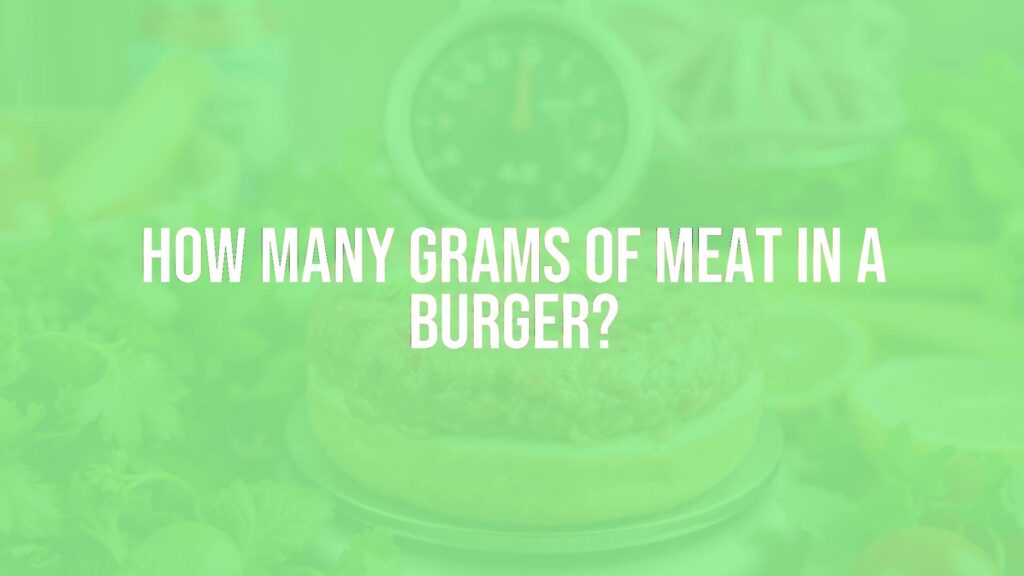 Juicy beef burger patty on a scale showing 113 grams, fresh ingredients around, realistic.